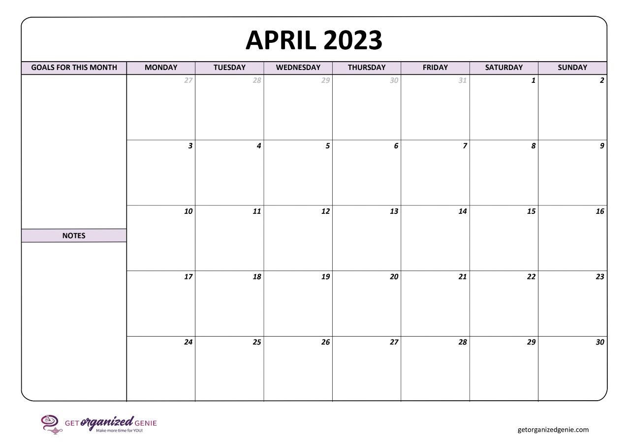 April 2023 Calendar