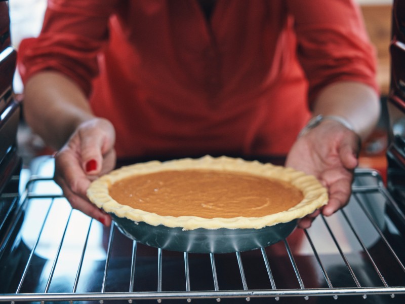 Baking pumpkin pie for Thanksgiving Baking pumpkin pie for Thanksgiving