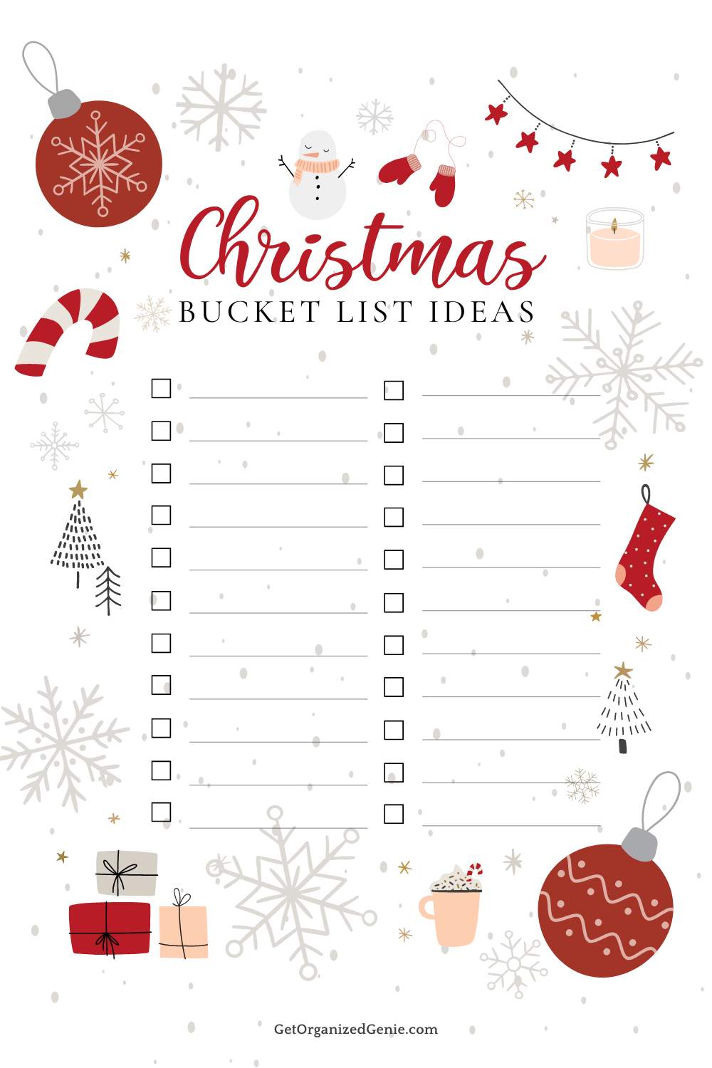 Christmas Bucket List Template