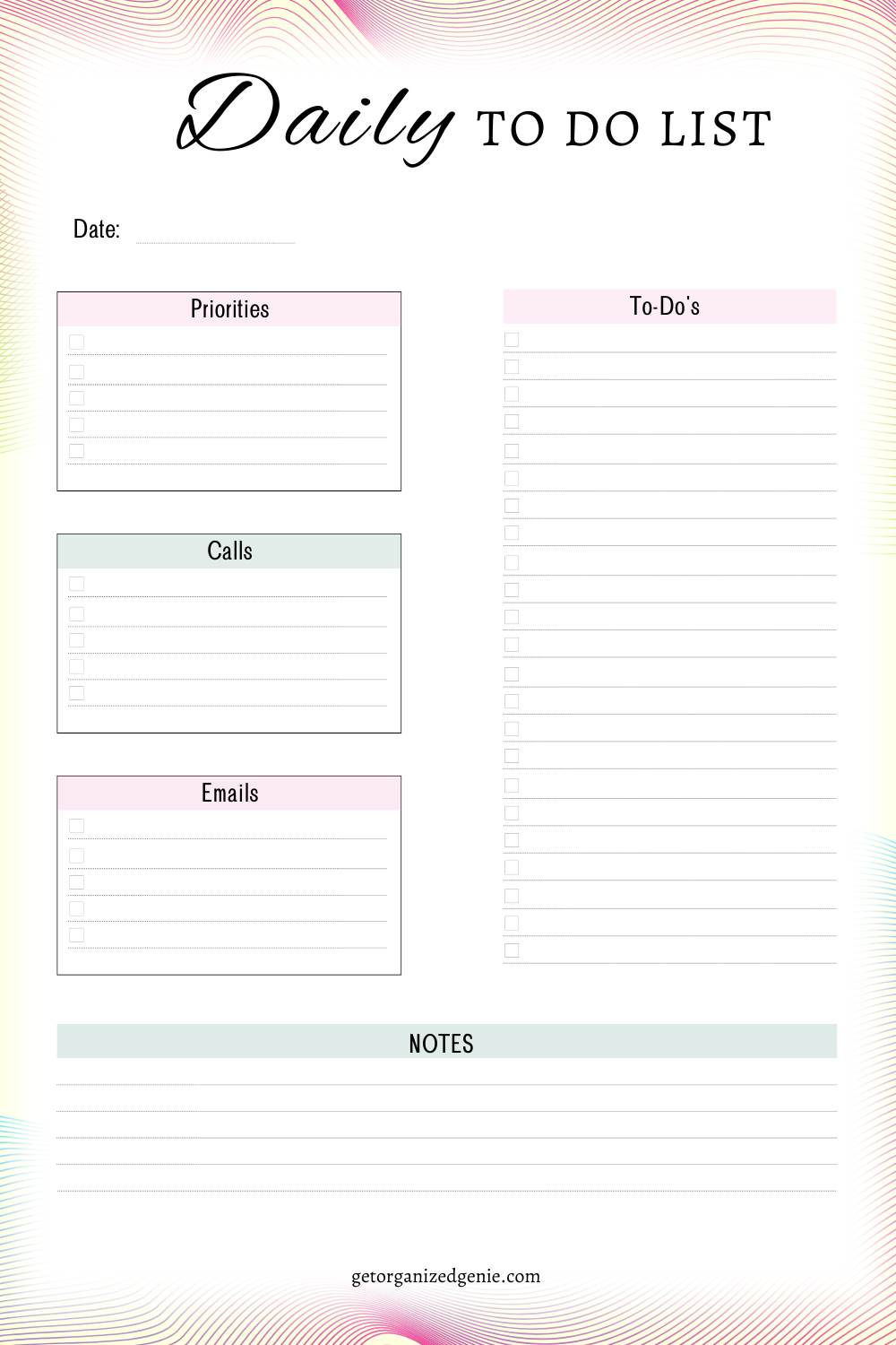 Daily to do list printable to boost productivity