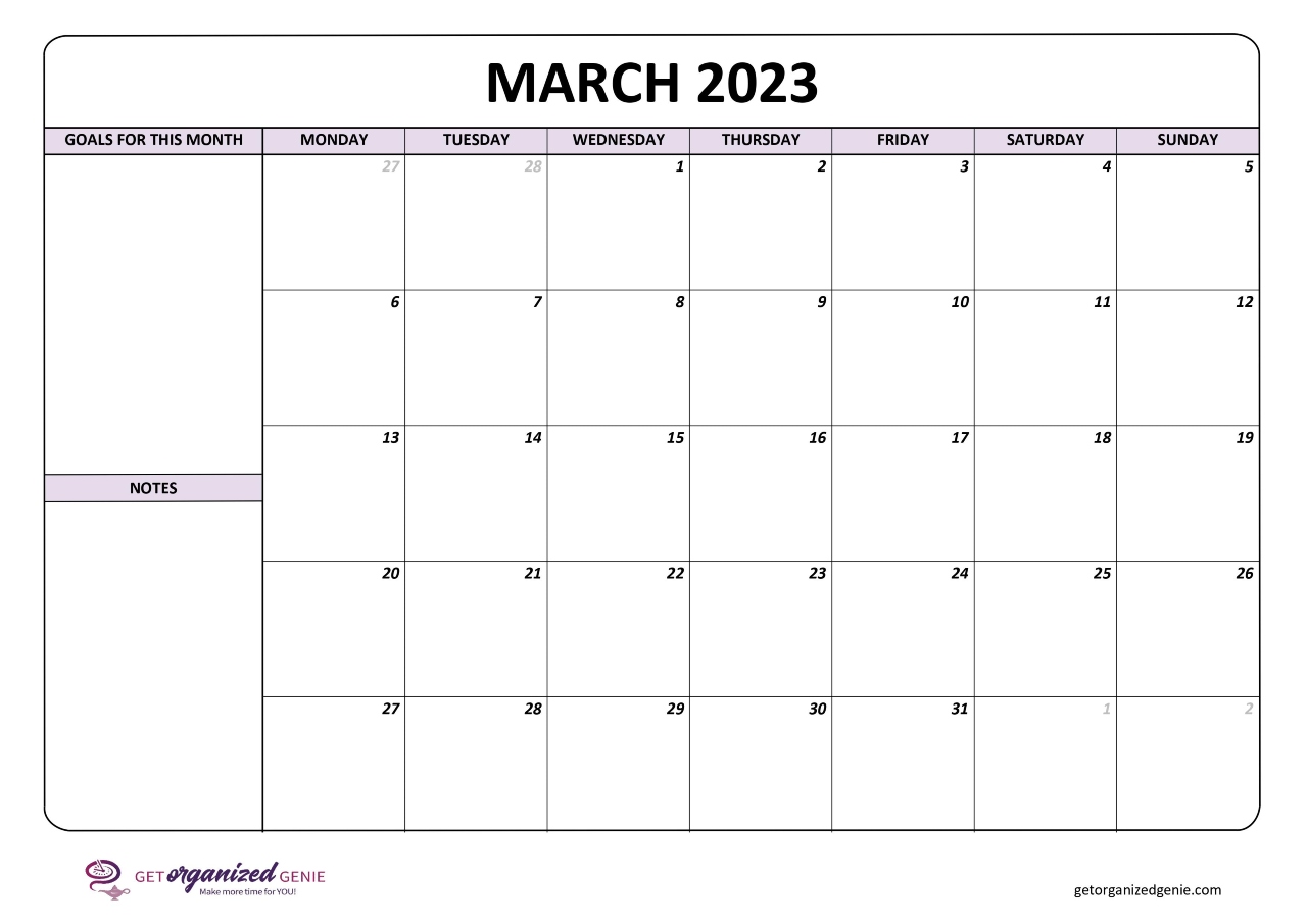 March 2023 Calendar