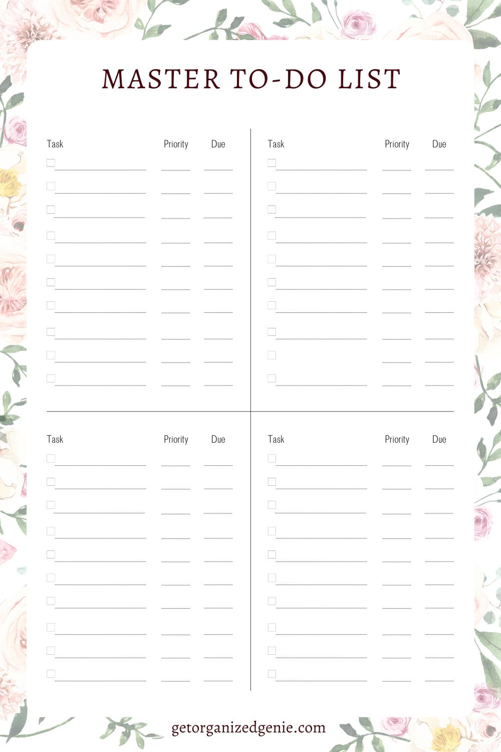 Master To Do List Template|FREE Printable & Tips to Boost Productivity