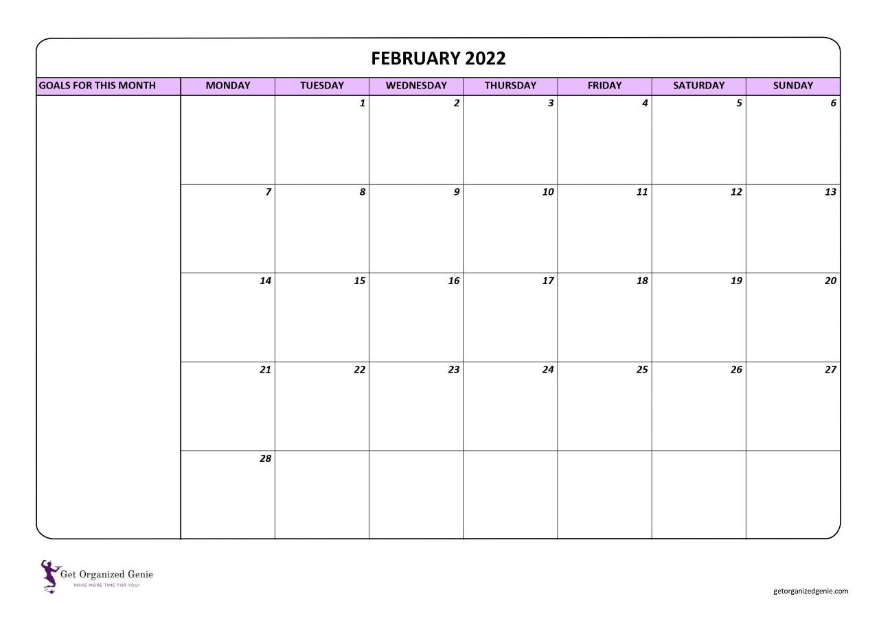 free printable 2022 calendar