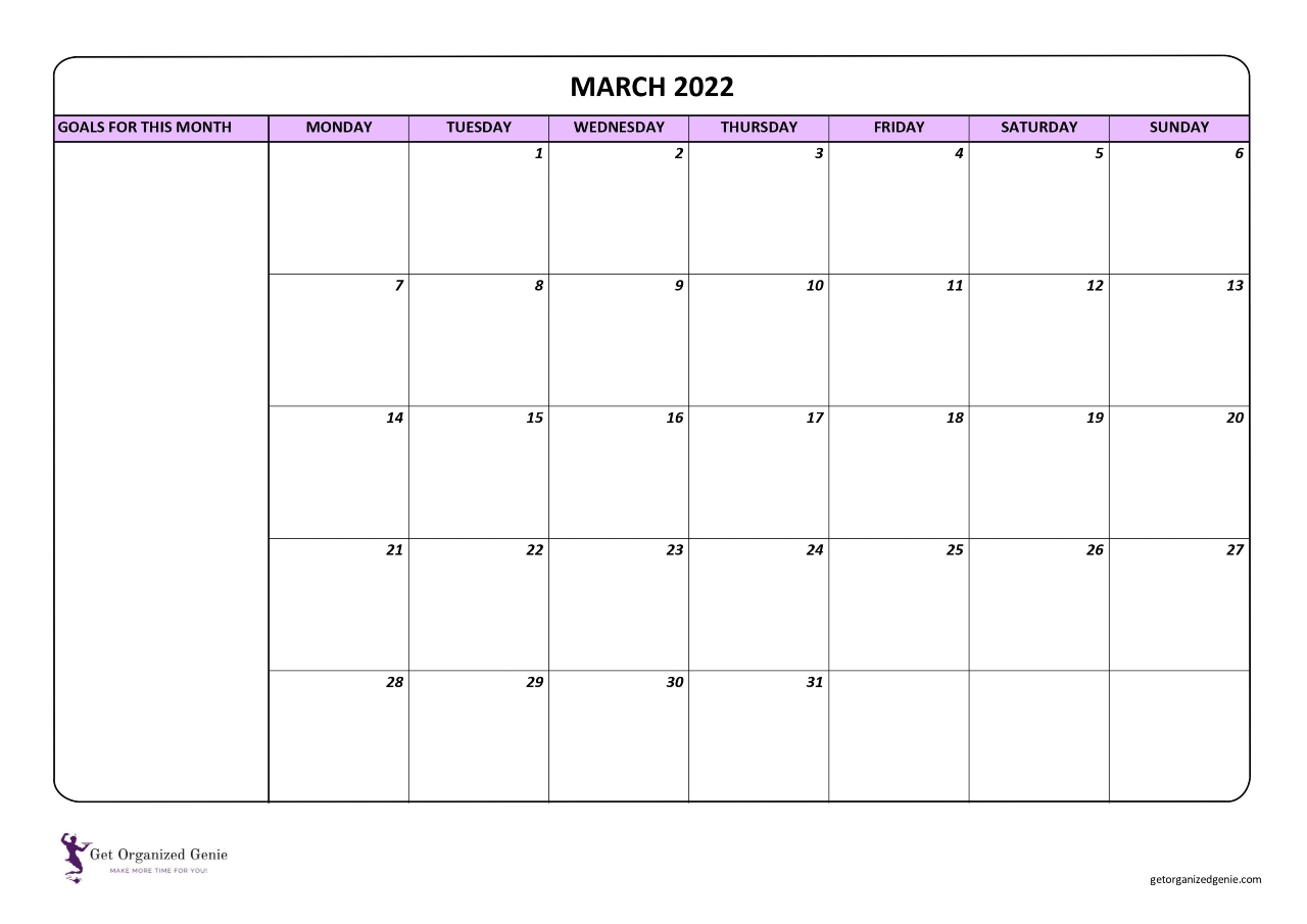 March 2022 FREE Printable