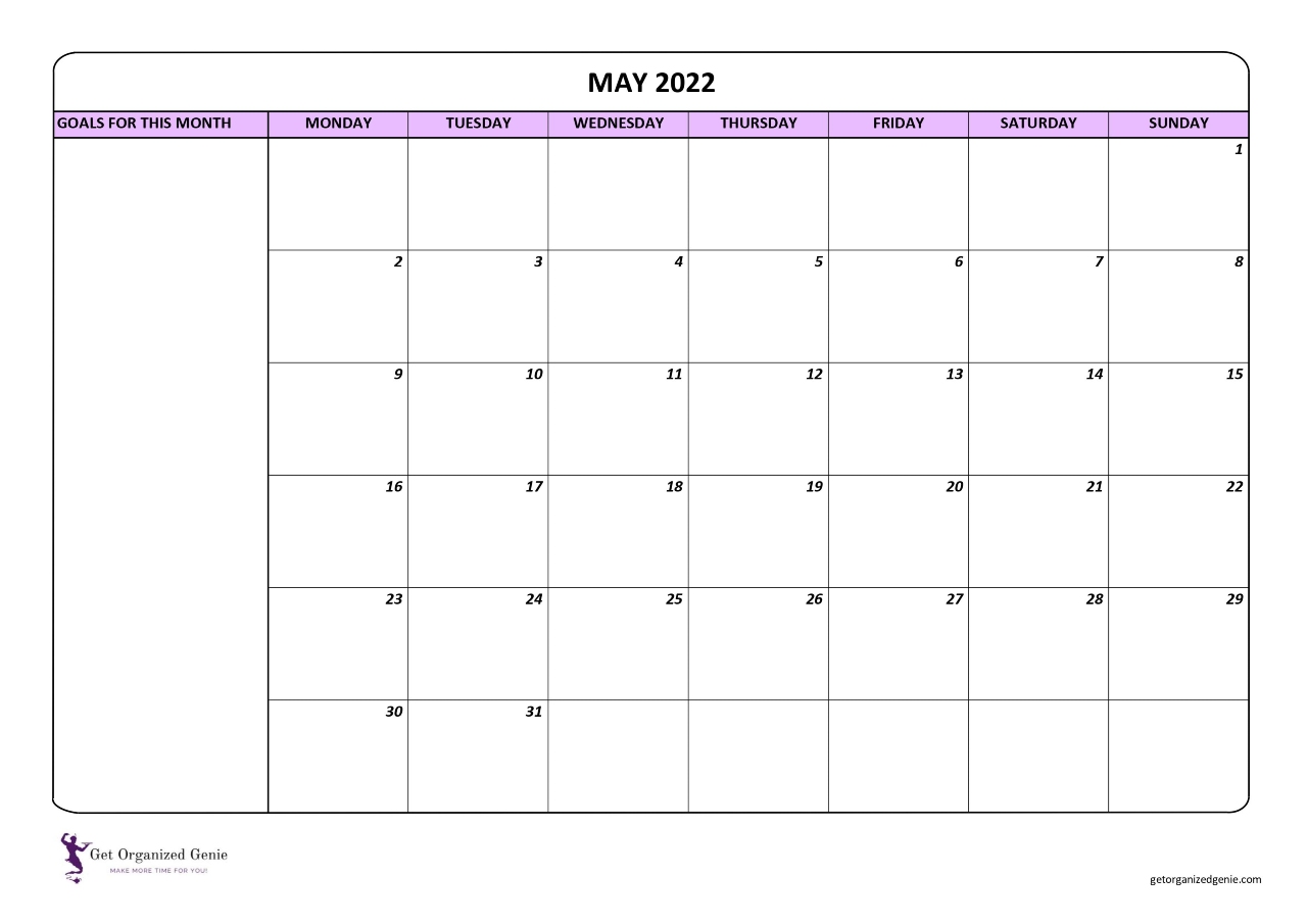 May 2022 FREE Printable