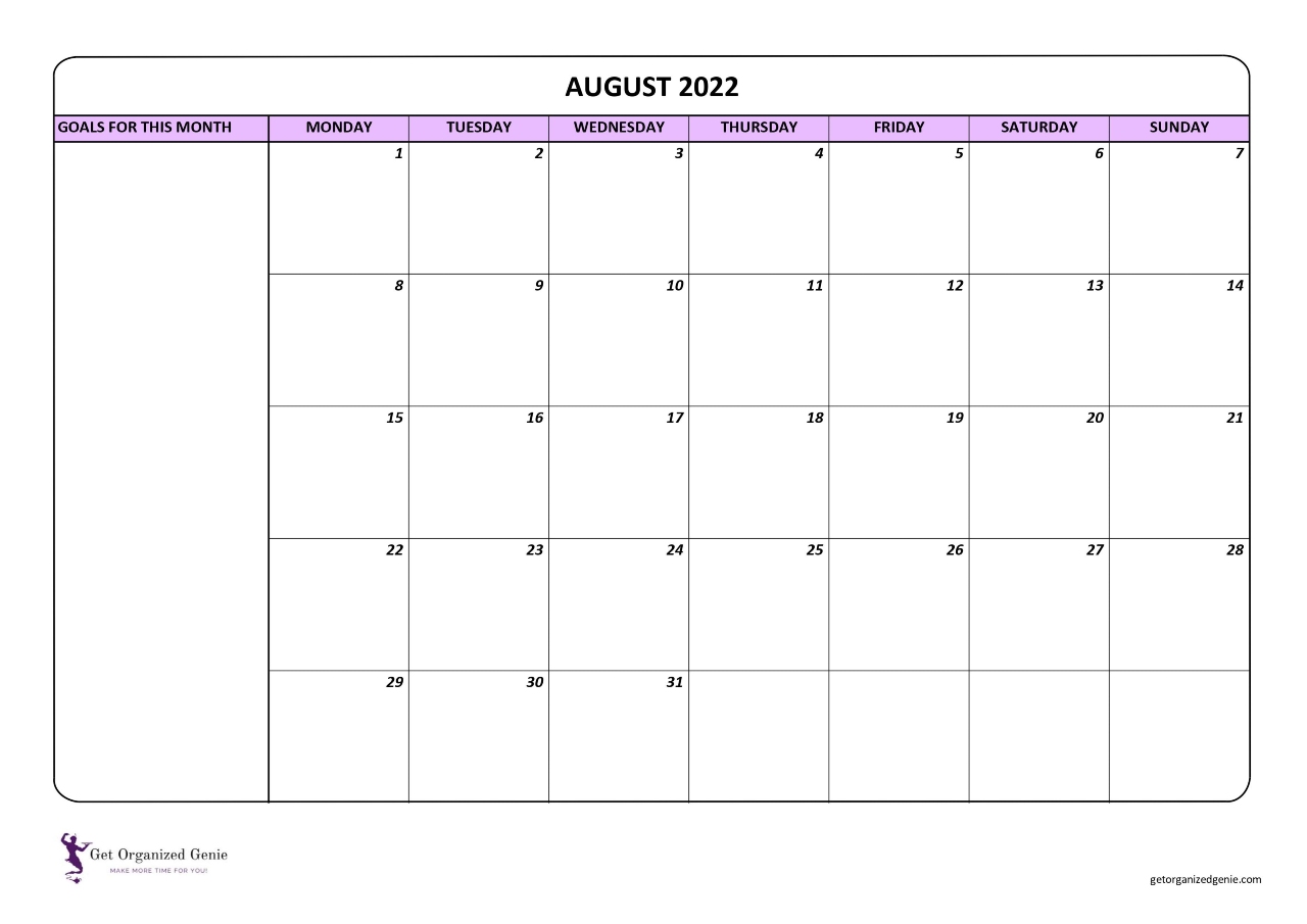 Free Printable 2022 Calendar