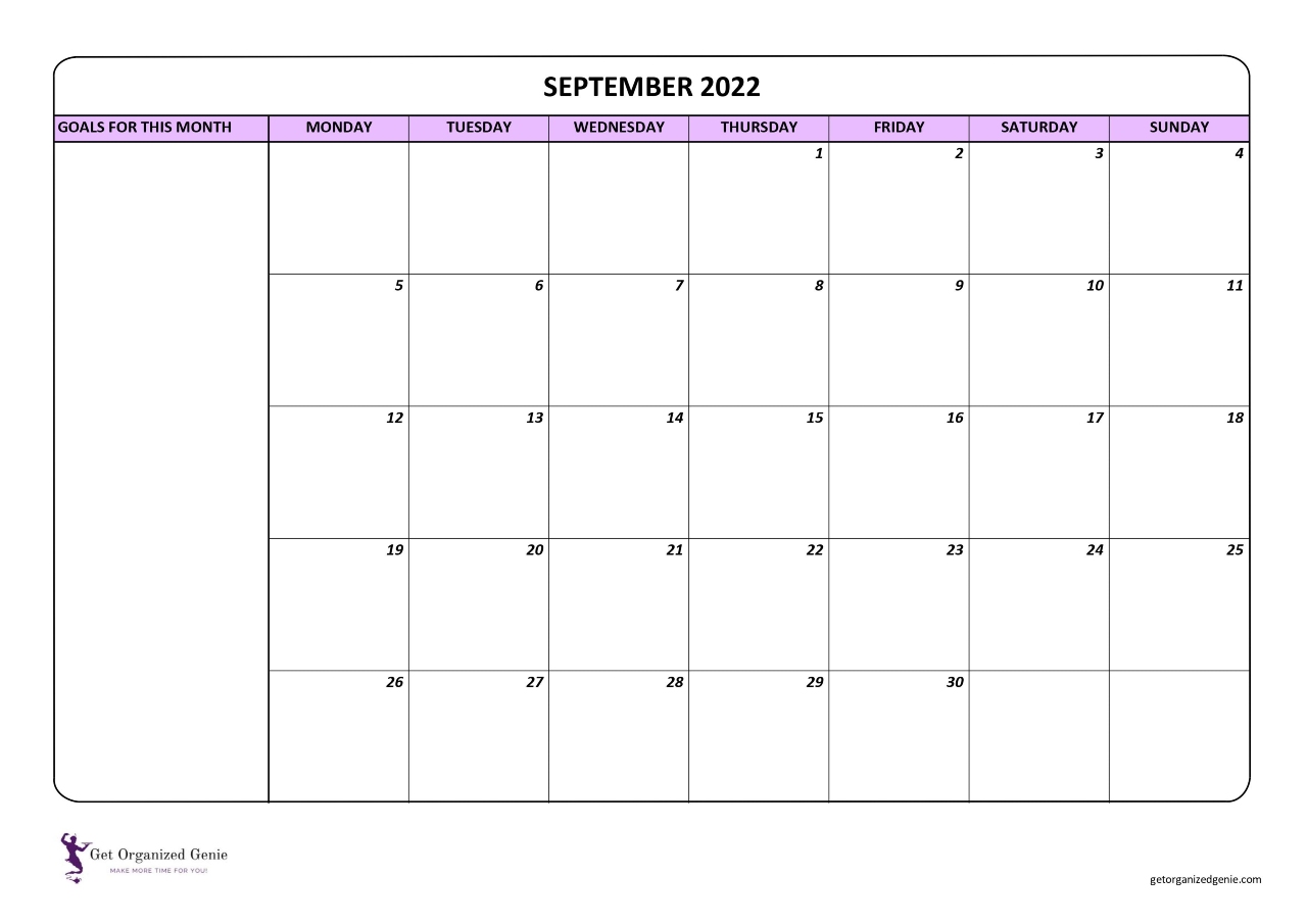 September 2022 FREE Printable