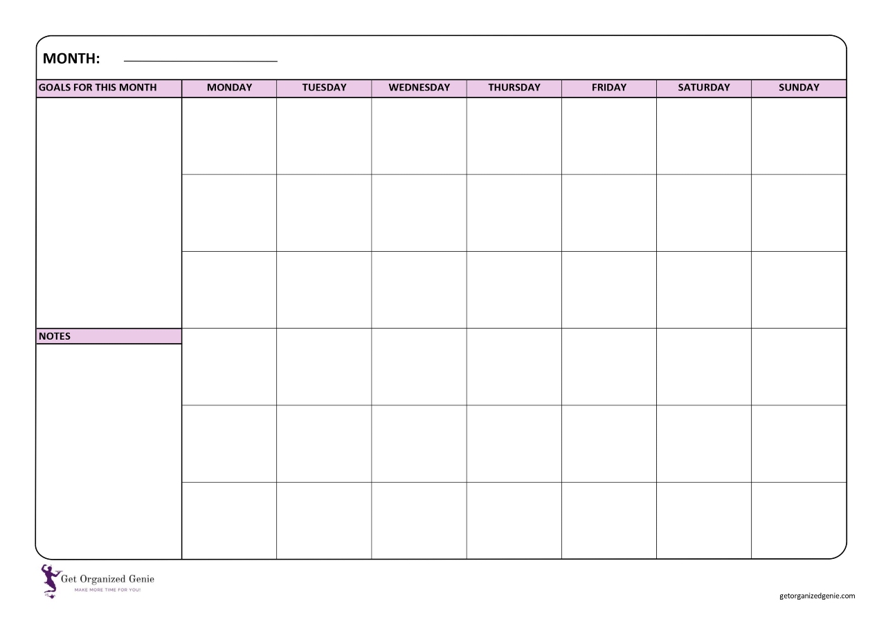Free Printable Monthly Planner