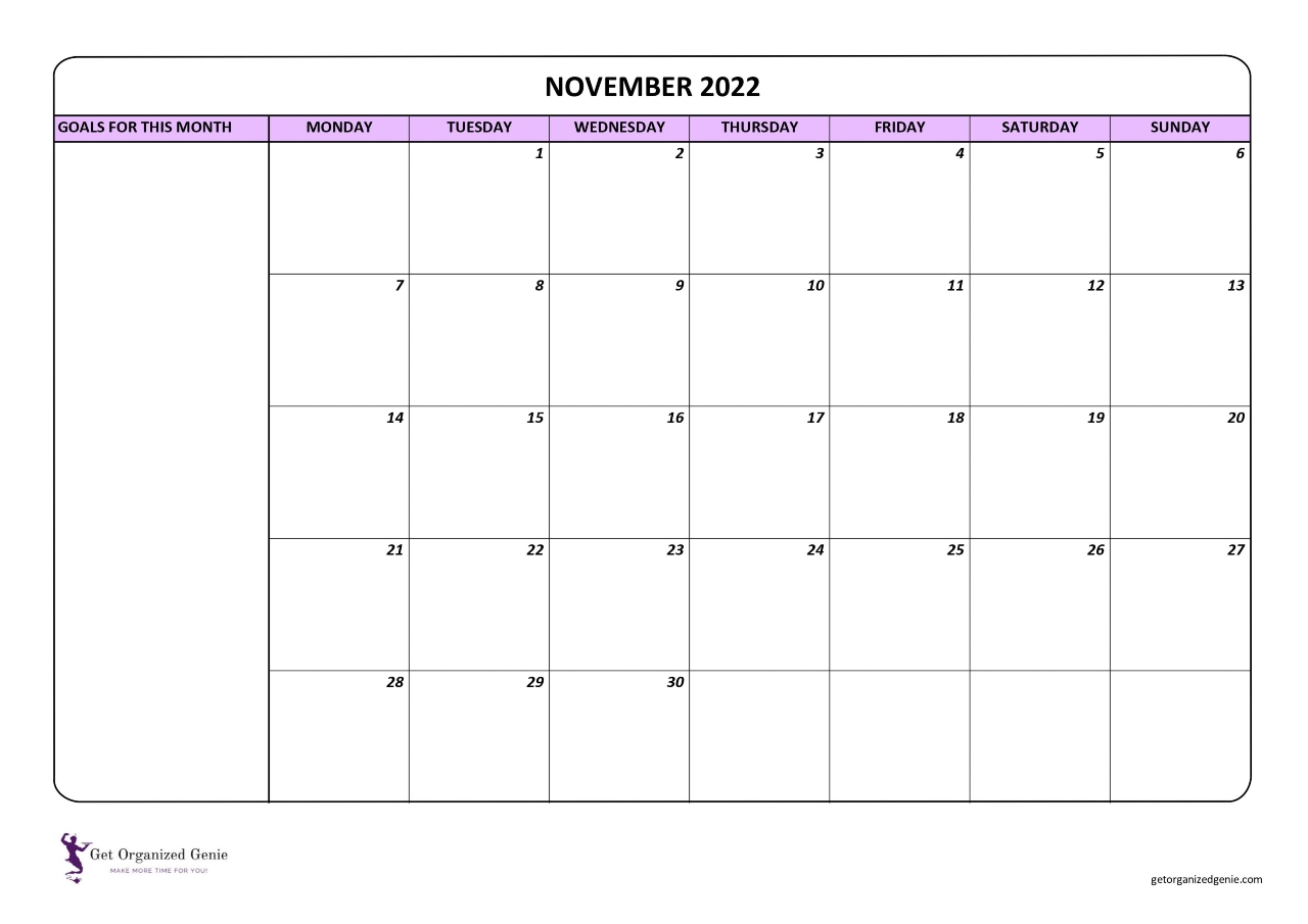 November 2022 FREE Printable