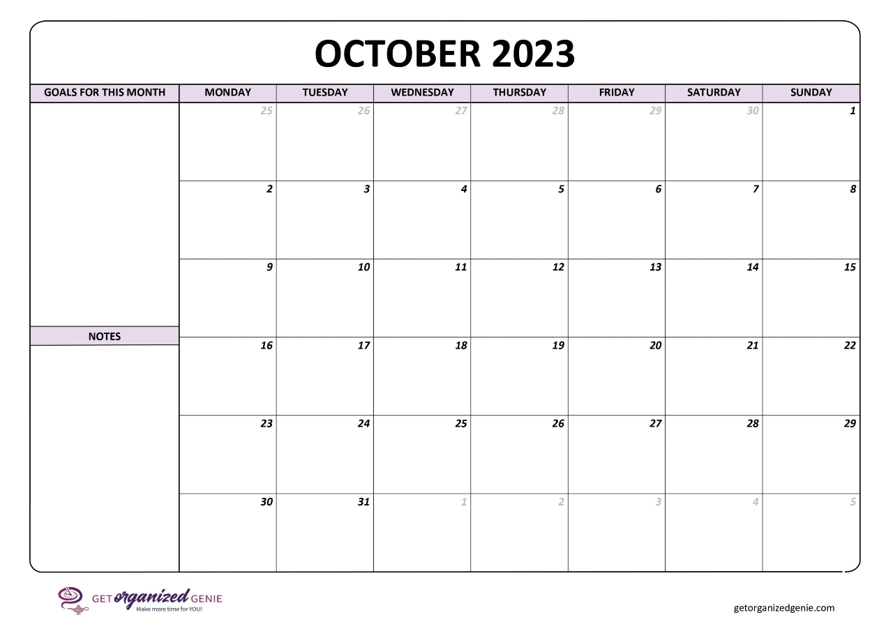 October 2023 Calendar