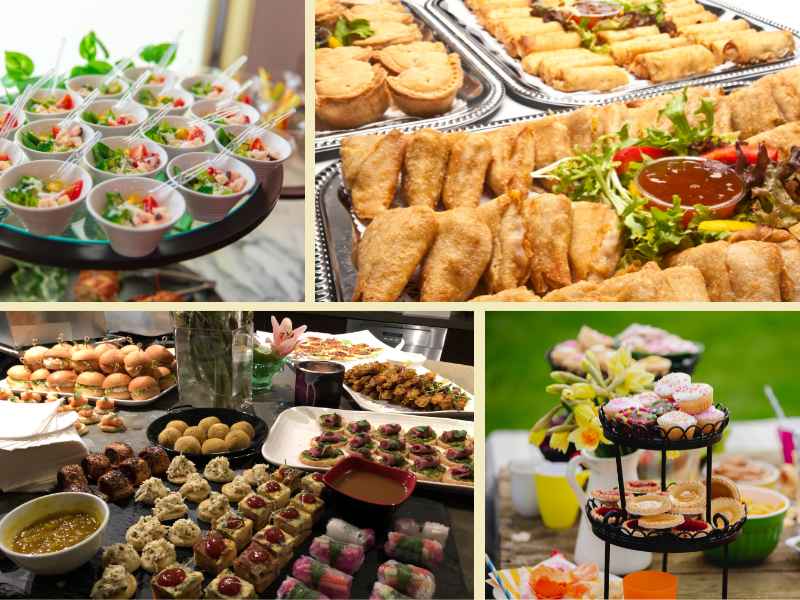 An assortment of party foods.