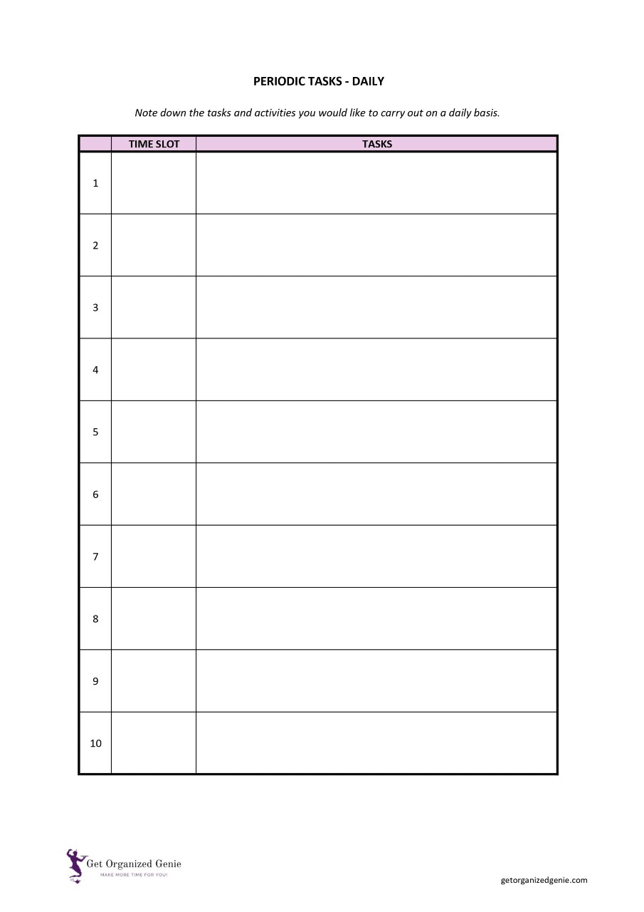 Daily Task List Template