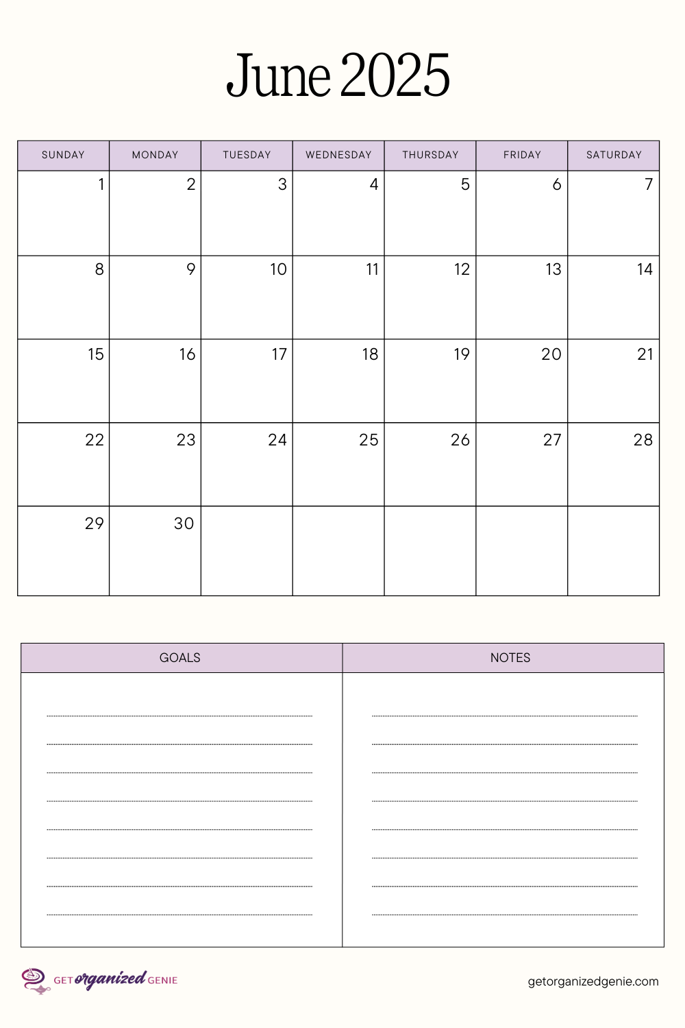Printable 2025 Calendar