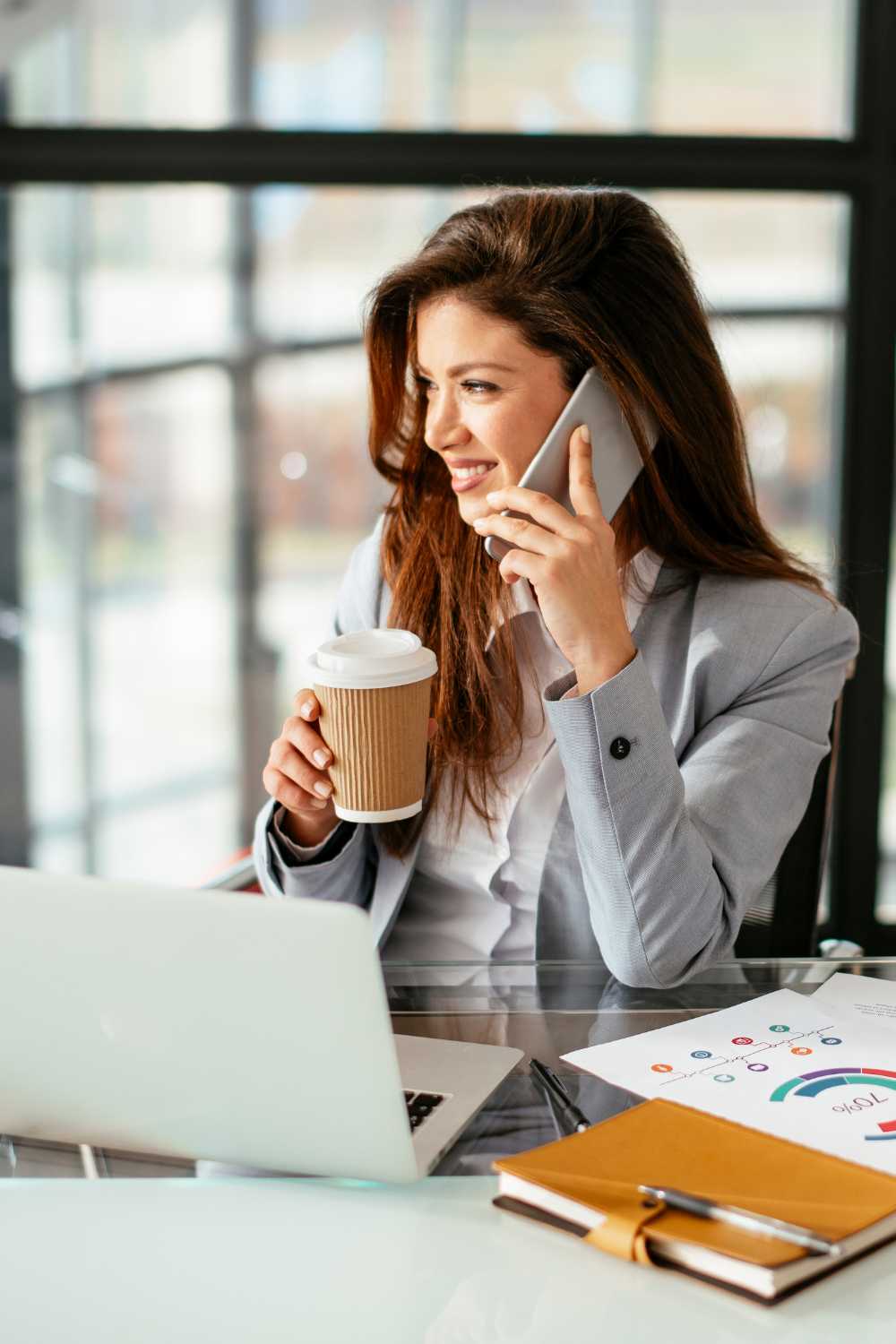 Relaxed woman working